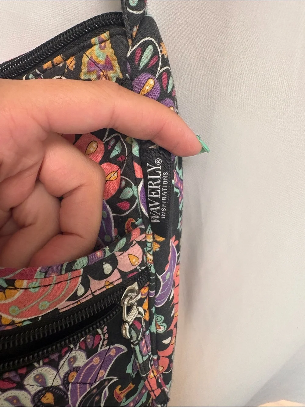 Waverly Black Paisley Shoulder Bag with Multicolor Accents